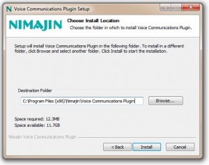 The default install location is already entered for you.